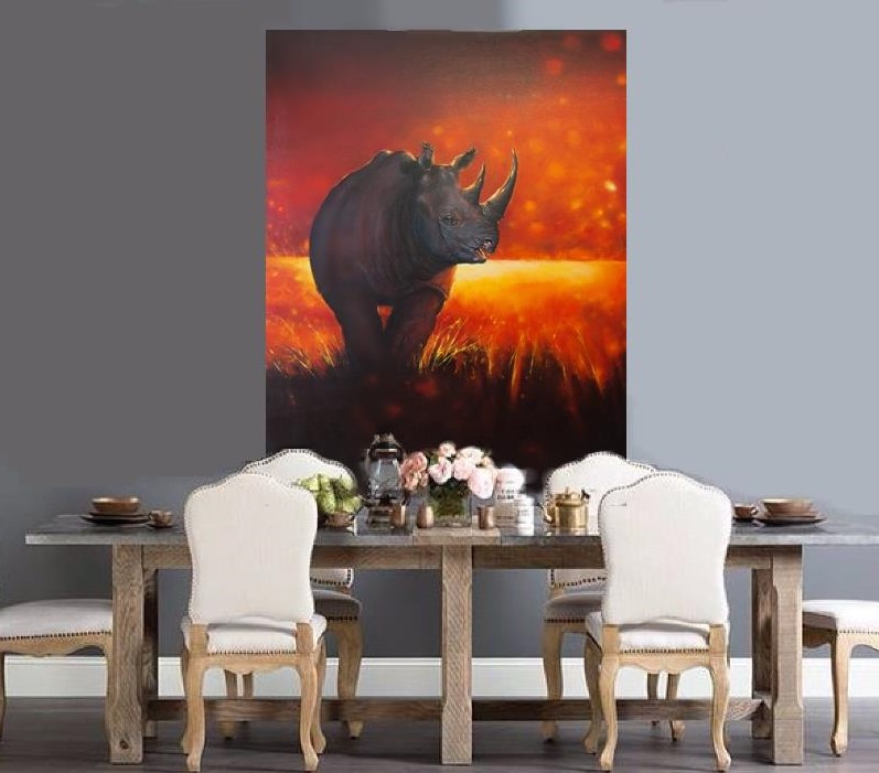 'On the Edge - Black Rhino' 120 x 92 cms Oil on Stretched Canvas WAS $4,000 AUD NOW $3,500 AUD