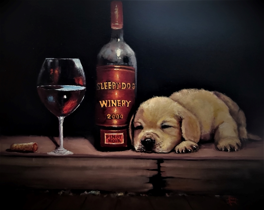 'Let Sleeping Dogs Lie' Remastered Oil on Stretched Canvas 61 x 76cms